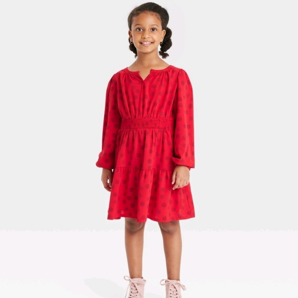 Latino Heritage Month Kids' Long Sleeve Girls' Dress - Red M